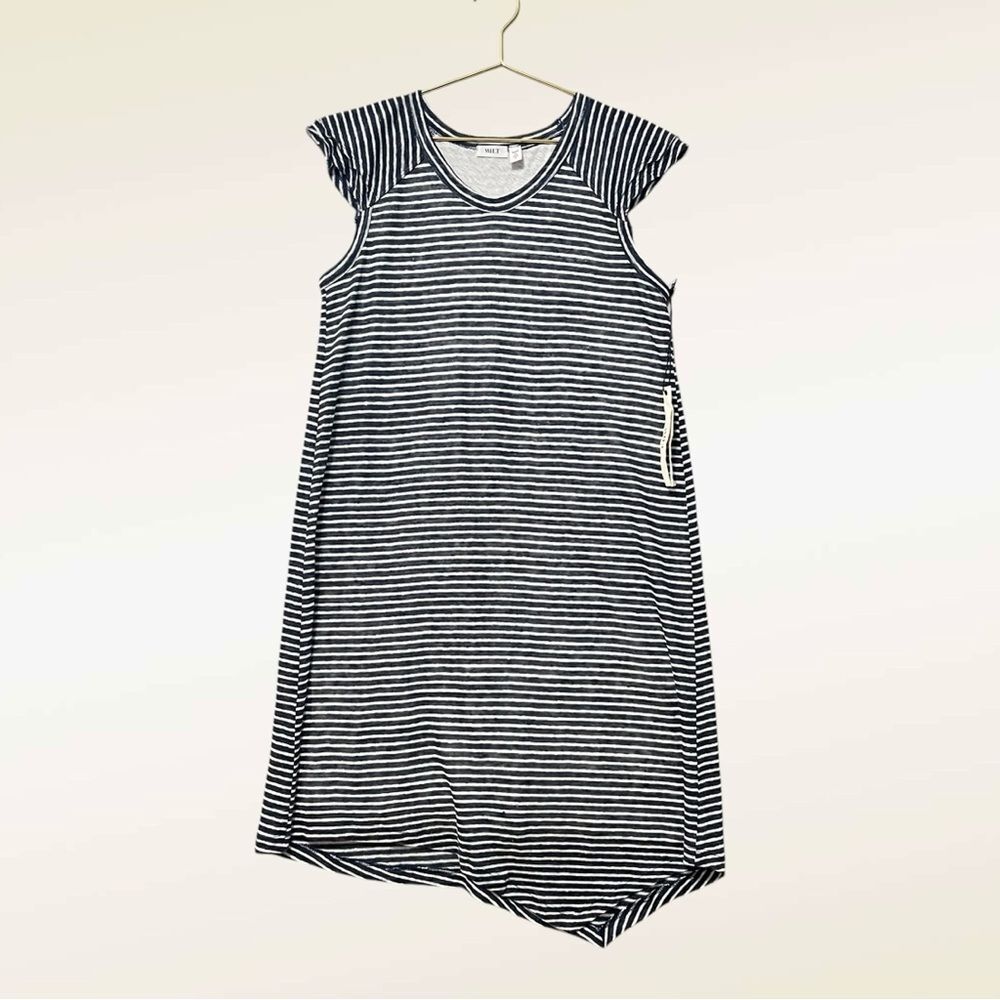Wilt Navy Striped Linen Dress NWT Size Small Cap Sleeve Coastal Preppy Nautical